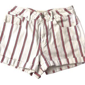 PacSun Women's 26 Pinstripe Mom Shorts‎ White Denim Nautical Preppy Fisherman